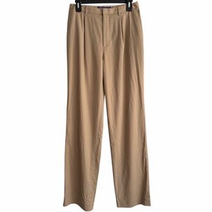 Ralph Lauren Purple Label Women’s Wool Khaki Tan Trousers Pleat Front Wide Leg 6
